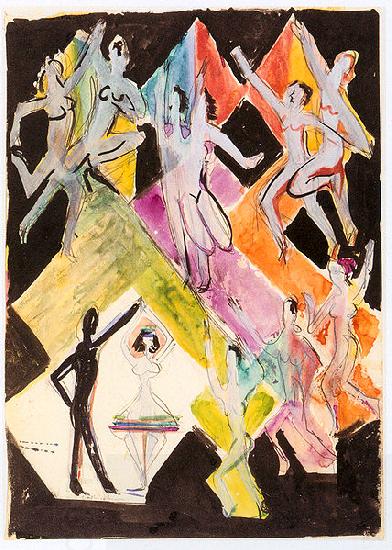 Ernst Ludwig Kirchner Design for the wall-painting Colourful-dance China oil painting art